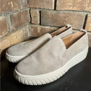Sofft EUC Taupe Suede Slip-Ons. Wear with jeans or elevate the look to trousers.